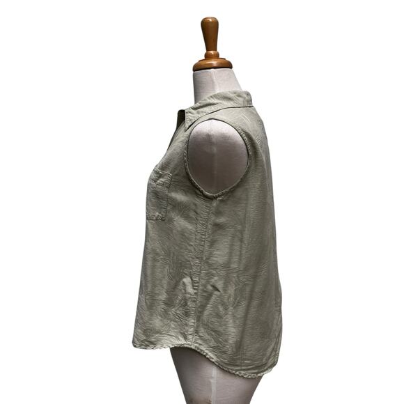 VTG Big Dogs Resortwear 100% Silk Top Sz M Pale Green Button Up Tropical Coastal - Picture 6 of 13